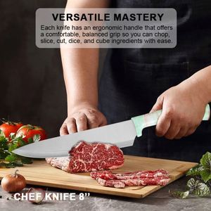 Juego de Cuchillos de Cocina Profesionales de 6 Piezas, Súper Afilados, de Acero Inoxidable, para Chef, Pan y Carne, con Bloque Universal para Cuchillos - Product Image 3