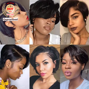 13x4 sans colle HD dentelle frontale Pixie Cut perruques courtes ondulées couches droites perruques SDD <span class=keywords><strong>coupe</strong></span> émoussée court Bob pleine dentelle perruque de <span class=keywords><strong>cheveux</strong></span> humains - Product Image 5