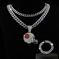 Pendentif casque de football des San Francisco 49ers, plaqué or de haute qualité, chaîne cubaine en alliage, cadeau pour les fans