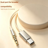 Headphone Kabel Terbuka Model Ear-Hook 3.5mm Type-C dengan Bass Berat, Kabel Terjalin & Logam, Panjang Kabel 1.2M untuk Berbagai Ponsel