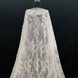Chantlly Lace with Cord and Beads Fabric <strong>Embroidery</strong> Full Width Bridal <strong>Material</strong> for Wedding Dress - Product Image 2