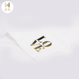 HANLIN Gold Stamped Printed Napkins 250mm Square 3 Ply For Weddings Valentine'S Day - Product Image 1