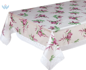 Tovaglia Lavabile Stampata in Flanella Design Floreale Quadrato in PVC con Bordo in Pizzo <span class=keywords><strong>da</strong></span> 3 Pollici - Product Image 6