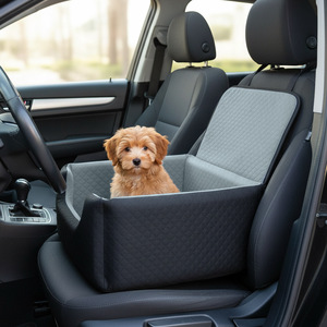 Funda de asiento de coche para mascotas con cama de espuma para perros de tamaño mediano y grande, extraíble, lavable, diseño acolchado negro, para usar en las cuatro estaciones. - Product Image 1