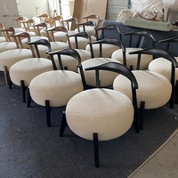 Fauteuil de salon moderne en bois avec dossier incurvé, style Wabi Sabi de luxe, en tissu bouclé, pour salon
