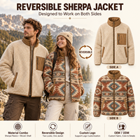 Veste réversible en sherpa géométrique rétro pour homme, manteau d'hiver en polaire, tissage sud-ouest, fabricant OEM ODM pour l'extérieur