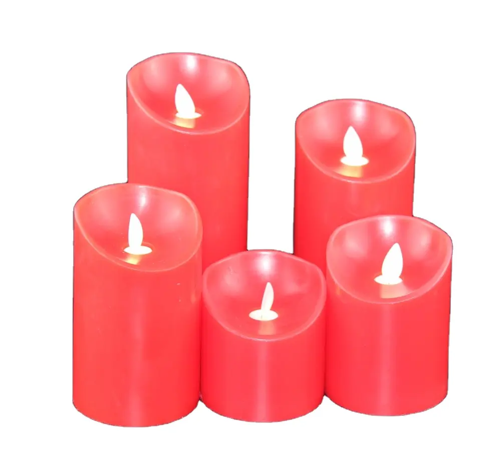 christmas decorations Red smooth led battery candle lights/led church candles