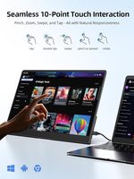 Écran portable USB 15,6 pouces à écran tactile de précision 10 points, résolution 1920x1080, fréquence de rafraîchissement 60 Hz, sans latence, 10 points