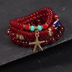 Pulsera de Cuentas con Estrella Bohemia, Chapada en Oro, Resina Acrílica, Joyería de Moda Unisex HY-2671-1 - Product Image 2