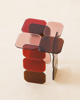 Table d'appoint Memphis en verre coloré, style patchwork géométrique, table d'appoint vintage en verre dégradé