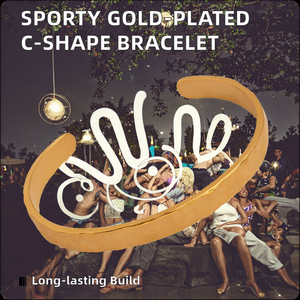 Brazalete Geométrico de Acero Inoxidable con Grabado de Logotipo Personalizado, Chapado en Oro de 18K, Forma de C, Accesorio de Moda Deportivo Informal - Product Image 3