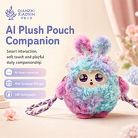 Sac à bandoulière en peluche Lapin Arc-en-ciel IA avec col en dentelle, oreilles scintillantes, yeux LED et fonction de clonage vocal ChatGPT pour la mémoire (plus de 50 langues)