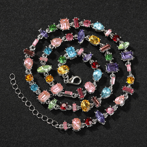 UWIN Colorful Confetti <strong>Necklace</strong> Shiny <strong>Candy</strong> Crystal Glass Rainbow Color Soft <strong>Necklace</strong> for Women - Product Image 4