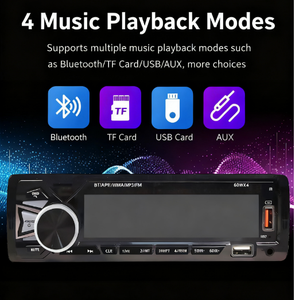 เครื่องเล่น MP3 สเตอริโอ 1 Din พร้อมเครื่องขยายเสียง 4 แชนแนล รองรับ USB/FLAC บลูทูธ 5.0 หน้าจอ LCD ที่ชาร์จในรถยนต์ - Product Image 4