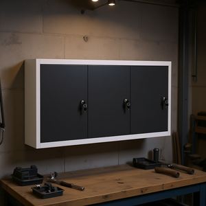 Armoire à outils murale de style industriel, métal gris, serrure à clé, garantie de 3 ans - Product Image 2