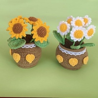 Pot de fleurs en crochet fait main transfrontalier, motif tulipe et tournesol, cadeau créatif, décoration d'intérieur
