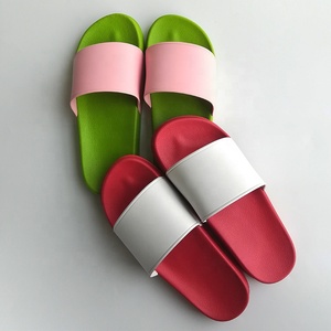 2021 Custom Blank Sublimation Screen Printing Lower Price Pvc <strong>Green</strong> Sandal <strong>Slides</strong> - Product Image 5