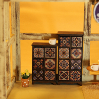 Commode miniature pour maison de poupée, motif floral mandala, en laiton marron, avec bouton en bois, rangement, présentoir, organisateur, décoration, ornement, cadeau