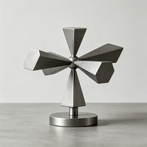 Escultura geométrica de aluminio anodizado arenado, adorno artesanal de escritorio de acero inoxidable con corte CNC personalizado por electroerosión por hilo. - Product Image 1