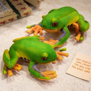 Juguetes de Peluche de Rana Realista de 10 Pulgadas, Rana Verde de Peluche, Criaturas de la Naturaleza, Bordado de Logotipo Personalizado - Product Image 3