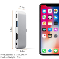 Adaptateur Hub USB Type-C 4 ports JILIAN en vente directe d'usine pour USB 2.0, USB 3.0, prise jack 3,5 mm, Thunderbolt, charge PD – En stock