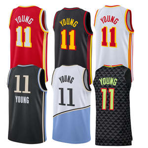 Atlanta 2024 Pria # 11 Jersey Bola Basket Trae Young Bordir Ukuran Besar Bernapas Cepat Kering untuk Musim Panas - Product Image 1
