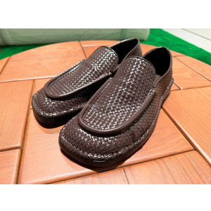 Unisex Women <strong>Men</strong> Intrecciato Woven Square Toe New With Tags Genuine Leather Dress Shoes for <strong>Men</strong> Shiny Leather White Daddy <strong>Loafer</strong> - Product Image 5