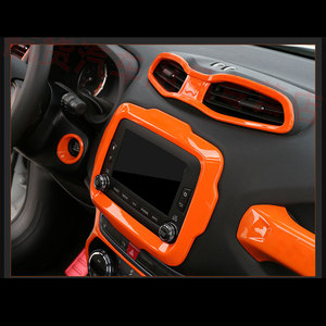 Accesorios Interiores para Automóvil Color Naranja para <span class=keywords><strong>Jeep</strong></span> <span class=keywords><strong>Renegade</strong></span> 2016-2021, Panel de Cambios, Perilla de Cambio, Ajuste del Asiento, Cubierta del Volante - Product Image 3