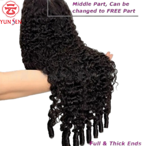 Peluca Larga de Cabello Virgen Chino Marrón Oscuro con Frente de Encaje HD 13*6 |   Textura de Ondas de Agua |   Natural y Voluminoso - Product Image 4