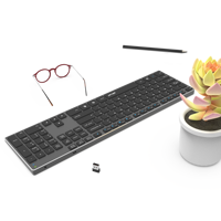 Clavier sans fil rechargeable AIKUN en aluminium, 106 touches silencieuses, 13 raccourcis, pavé numérique, économie d'énergie automatique, interrupteur à ciseaux