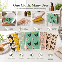 Chiffon de cuisine suédois imprimé sur mesure, biodégradable, absorbant, en éponge de cellulose 70/30, réutilisable