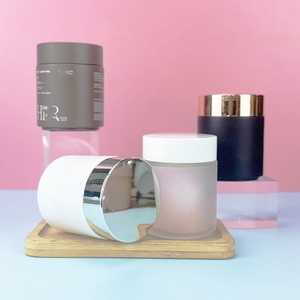 Low Moq 200g Black Yellow Round Glass Jars With Black Lids Cosmetic <b>Containers</b> for Cream Lotion Body Butter Beauty Product - Product Image 5