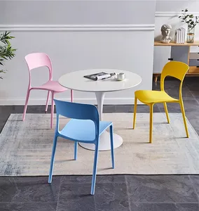 Alta calidad minimalista resistente duradero diseño nórdico muebles para el hogar colorido restaurante plástico Silla de comedor