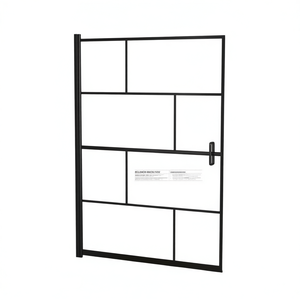 Cabine de douche noire ESG 39,4x55,1 avec porte à charnière et cadre, design minimaliste - Product Image 1