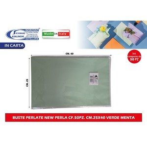Nuove 50 Buste PERLA 25X40 CM Verde Menta Carta da Imballaggio - Product Image 1