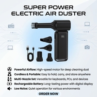 Souffleur d'air électrique sans fil pour écrans, moteur sans balais, batterie 2000 mAh, brosse de nettoyage pour clavier, PC, voiture, maison, extérieur