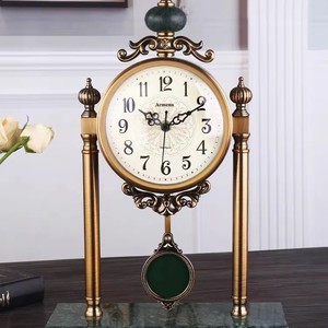 European Style Metal <b>Table</b> <b>Clock</b> Quartz Movement Silent Decorative <b>Clock</b> For Living Room Desktop - Product Image 4
