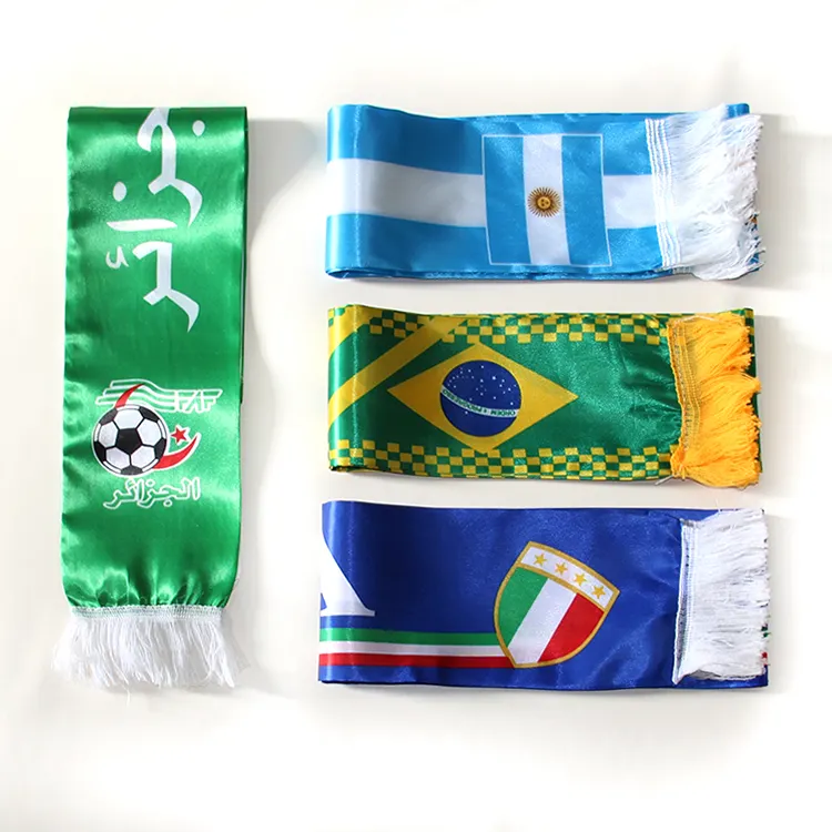 Fábrica personalizada cualquier impresión todos los países bandera bufanda Fans bufanda fútbol deporte juegos Fans bufandas