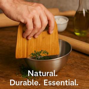 Grattoir à pâte en bambou naturel avec marques de mesure pour la découpe et la mesure de la pâte - Product Image 3