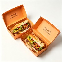Boîte d'emballage pour hamburgers en papier kraft de qualité alimentaire écologique avec impression personnalisée pour restaurants, cafés et plats à emporter