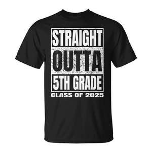 Camiseta Straight Outta 5th Grade Class Of 2025, regalo de graduación para niños - Product Image 1