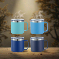 Mug isotherme à double paroi en acier inoxydable de 14 oz avec poignée, écologique, pour le bureau, le camping et les voyages