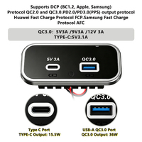 Özel hızlı şarj 3.0 lüks tekne otobüsleri 2 Port USB-A QC 3.0 TYPE-C 5V 3.1A gömme montaj 12V 24V Usb girişli şarj cihazı çıkış soketi
