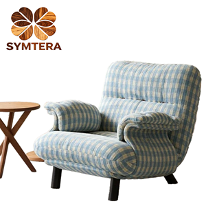 <span class=keywords><strong>Fauteuil</strong></span> simple en tissu à carreaux bleus de style coréen - <span class=keywords><strong>Fauteuil</strong></span> de relaxation design <span class=keywords><strong>pour</strong></span> salon <span class=keywords><strong>et</strong></span> chambre à coucher - Product Image 1