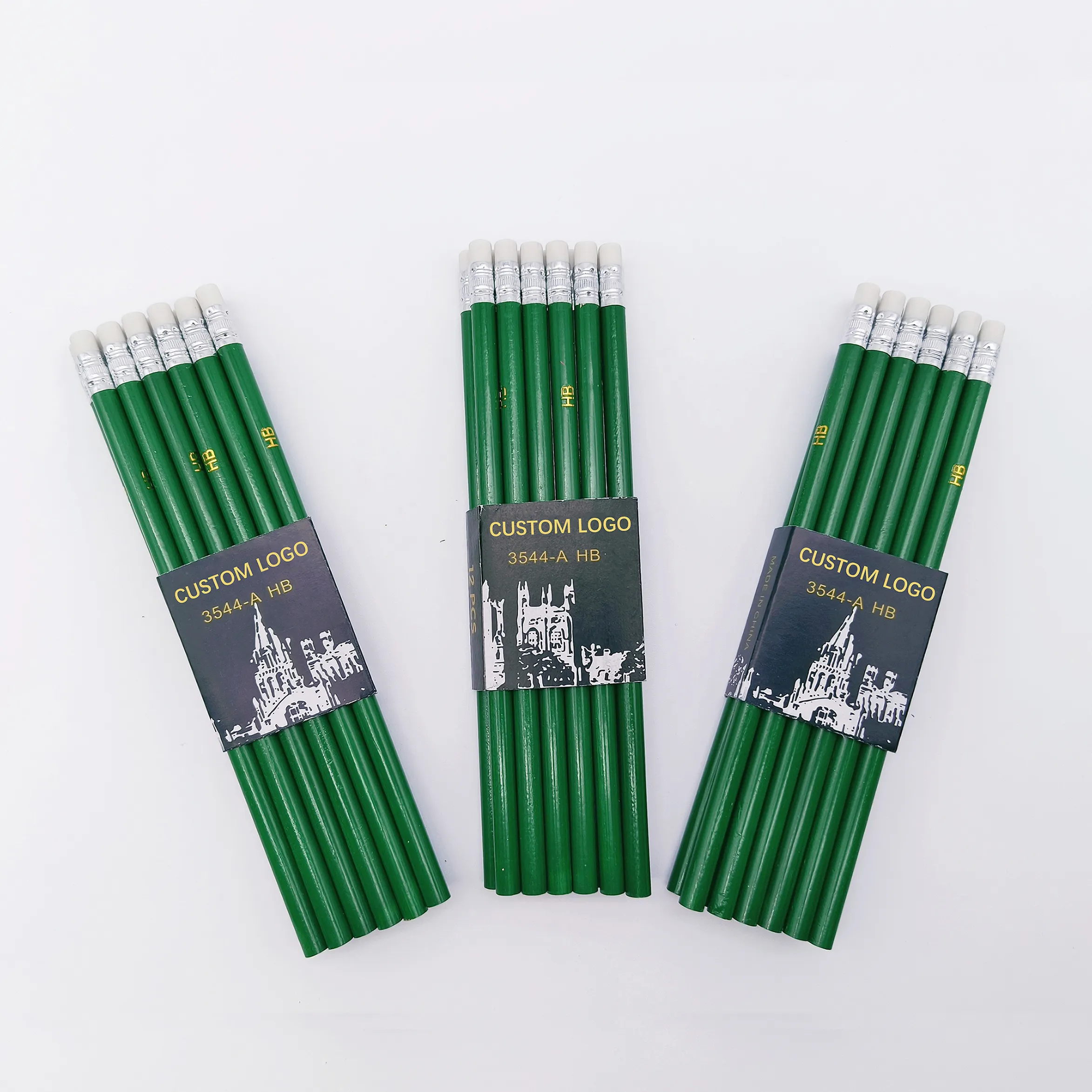 Fai il tuo marchio di matite scolastiche riciclate ecologiche verdi personalizzate
