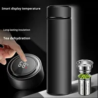 Thermos intelligent avec affichage numérique tactile LED de mesure de la température, en acier inoxydable, séparation du thé de haute valeur