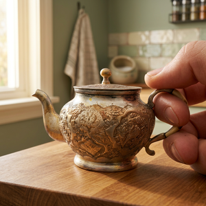 Théière vintage en métal avec couvercle et poignée, design floral décoratif, pots à eau, bouilloires - Product Image 4