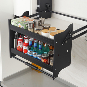 Modern 2-Tier Wall <b>Cabinet</b> Storage Organizer With Pull Down Shelving Kitchen Mounted Visual Guardrail In-<b>Cabinet</b> Installation 02 - Product Image 4