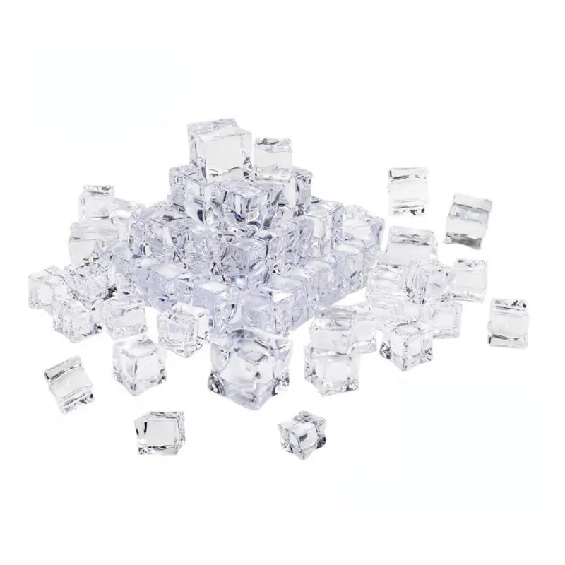 Pack von 50 Fake Acrylic Ice Cubes Artificial Wedding Party Photography Display Clear