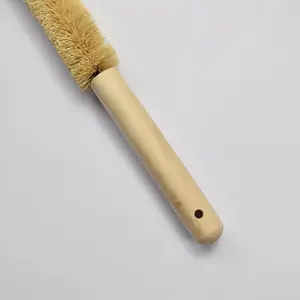 Eco-Friendly Pan Scrub Coconut Long Handle Milk Bottle Cleaning Brush